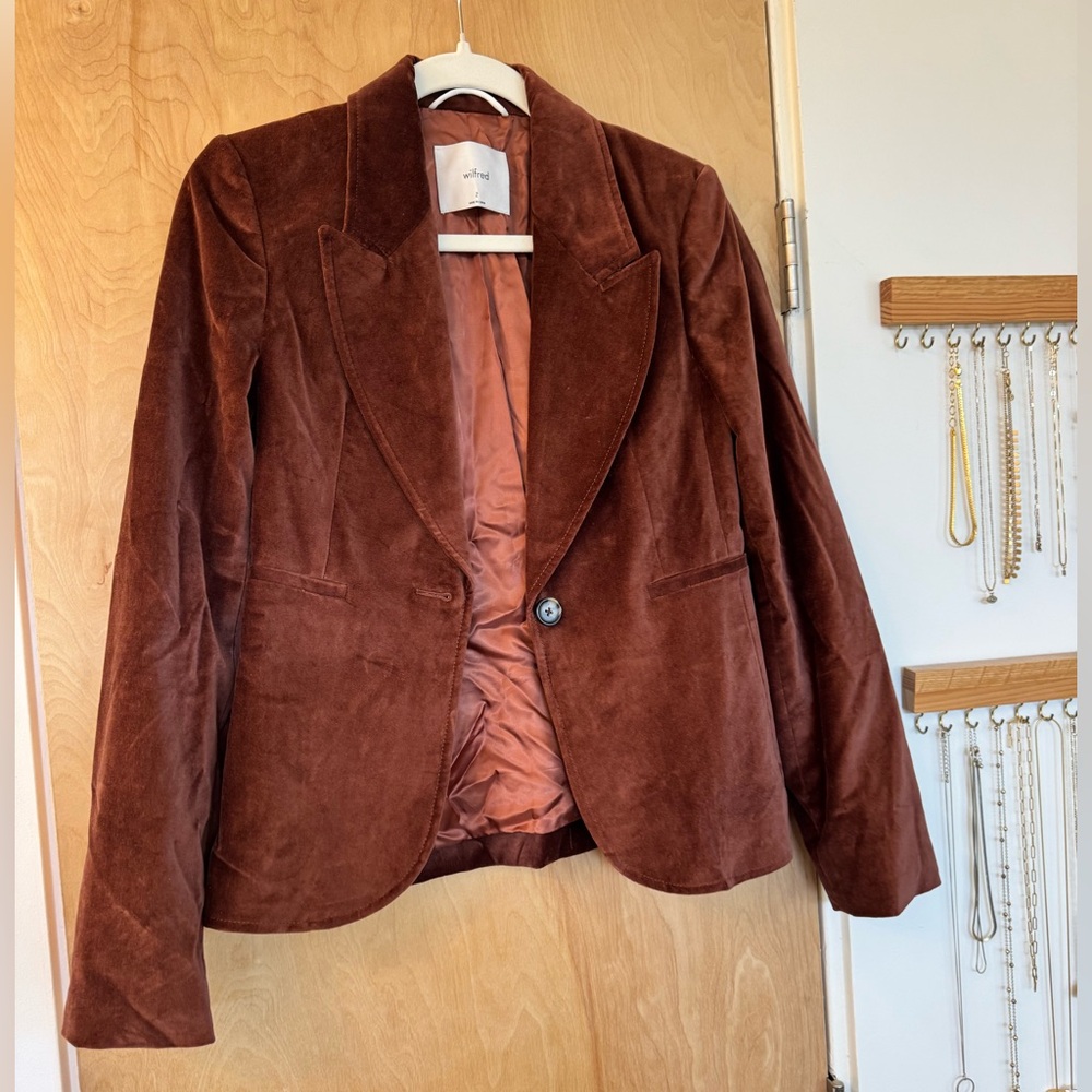 ARITZIA Wilfred Brown Velvet Blazer SIZE 2 XS